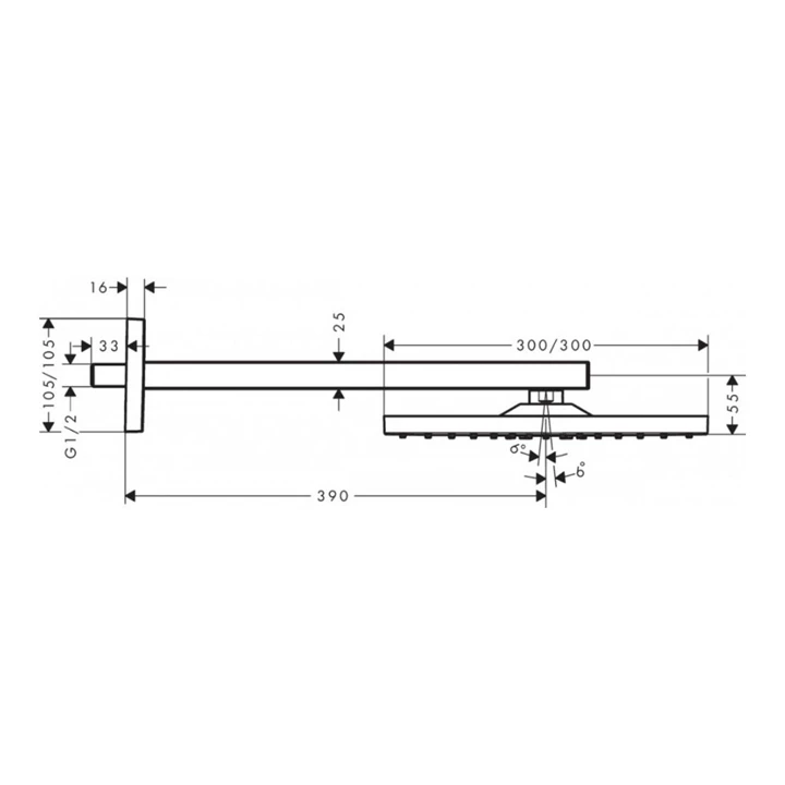 Hansgrohe Raindance Square 300 1jet fejzuhany zuhanykarral 390 mm zuhanykarral 26238000 Hansgrohe Raindance Square 300 1jet fejzuhany zuhanykarral 390 mm zuhanykarral 26238000