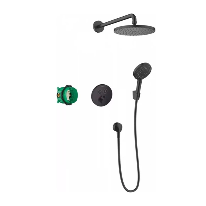 Hansgrohe Raindance S Zuhanyrendszer 240, 1 jet PowderRain és Shower Select S matt fekete 27959670 Hansgrohe Raindance S Zuhanyrendszer 240, 1 jet PowderRain és Shower Select S matt fekete 27959670