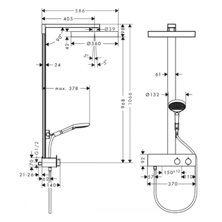 Hansgrohe Rainfinity Showerpipe 360 1jet zuhanyrendszer, matt fekete 26853670 Hansgrohe Rainfinity Showerpipe 360 1jet zuhanyrendszer, matt fekete 26853670