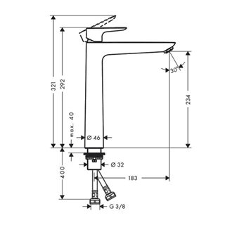 Hansgrohe Talis E Egykaros mosdócsaptelep 240 lefolyógarnitúra nélkül, polírozott arany hatású 71717990