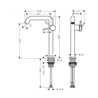 Hansgrohe Tecturis S Fine 240 mosdó csaptelep lefolyógarnitúrával, CoolStart, szálcsiszolt bronz 73370140 Hansgrohe Tecturis S Fine 240 mosdó csaptelep lefolyógarnitúrával, CoolStart, szálcsiszolt bronz 73370140