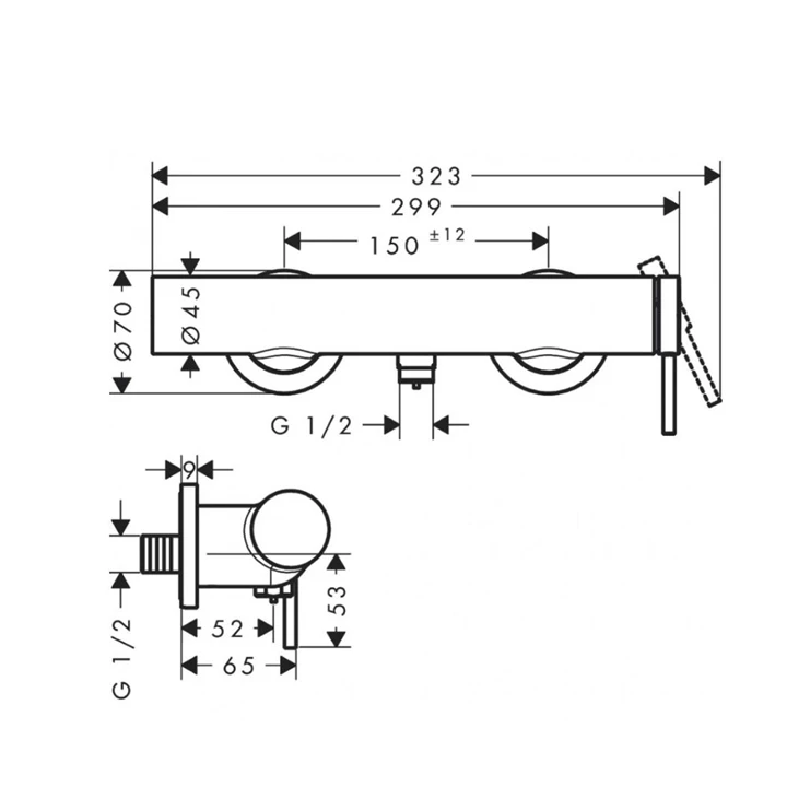 Hansgrohe Tecturis S egykaros zuhanycsaptelep, szálcsiszolt bronz 73622140