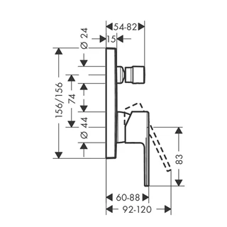 Hansgrohe Vernis Shape egykaros kádcsaptelep falsík alatti szereléshez 71468000