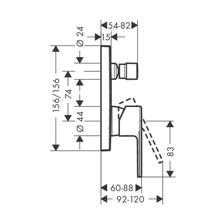 Hansgrohe Vernis Shape egykaros kádcsaptelep falsík alatti szereléshez 71468000