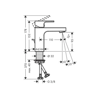 Hansgrohe Vernis Shape egykaros mosdócsaptelep 100, automata lefolyógarnitúrával 71561000