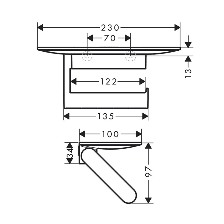 Hansgrohe WallStoris wc papír tartó, polccal, matt fekete 27928670
