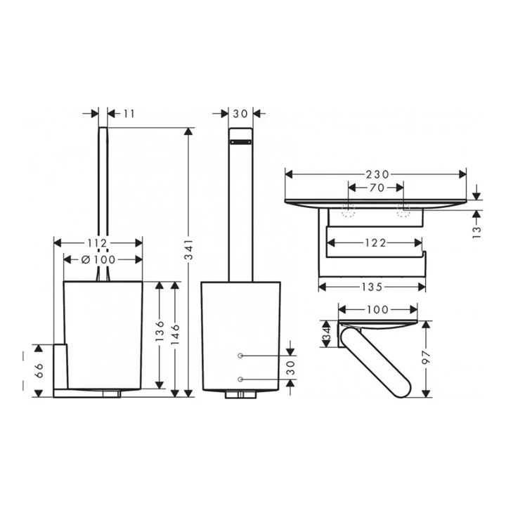 Hansgrohe WallStoris WC szett, matt fekete 27969670 Hansgrohe WallStoris WC szett, matt fekete 27969670