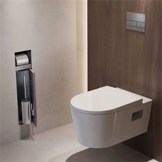 Hansgrohe XtraStoris Rock falba süllyesztett WC kefe tartó WC papír tartóval és csempézhető ajtóval, szálcsiszolt rozsda Hansgrohe XtraStoris Rock falba süllyesztett WC kefe tartó WC papír tartóval és csempézhető ajtóval, szálcsiszolt rozsda