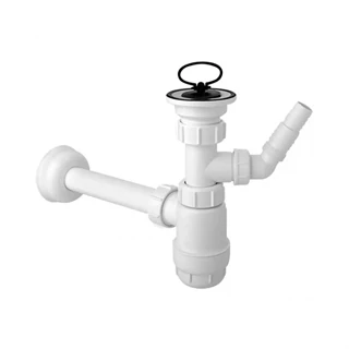 McAlpine műanyag búraszifon mosógép csatlakozóval, 5/4öx40mm, oldható leeresztőszeleppel HC1LWM40