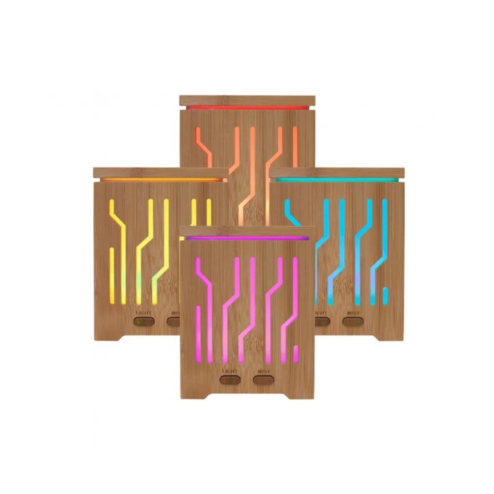 Somogyi Home aromadiffúzor, ultrahangos hidegpárásító, bambusz alap/fedél, 200ml, színváltás AD 200