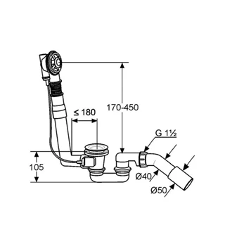 Kludi ROTEXA 2000 le- és túlfolyógarnitúra, burkolat alatti egység 2104000-00
