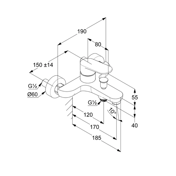 Kludi X1 kádcsaptelep, fekete 326913975