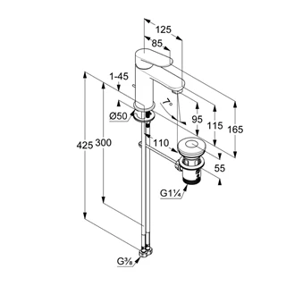 Kludi X1 mosdócsaptelep 100, Push-Open leeresztővel, fekete 322883975