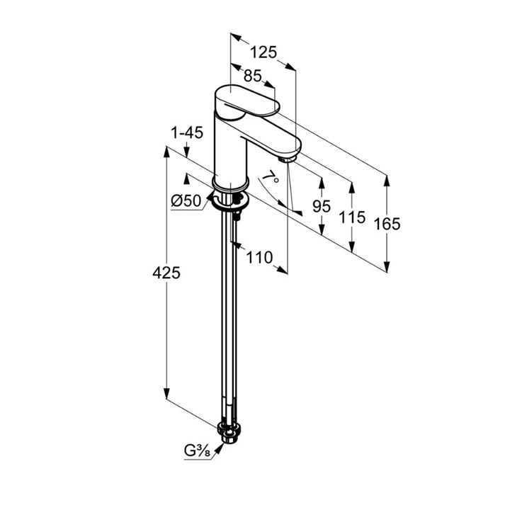 Kludi X1 mosdócsaptelep 100, leeresztő nélkül, fekete 322823975