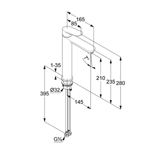 Kludi X1 mosdócsaptelep 240, leeresztő nélkül, fekete 322983975