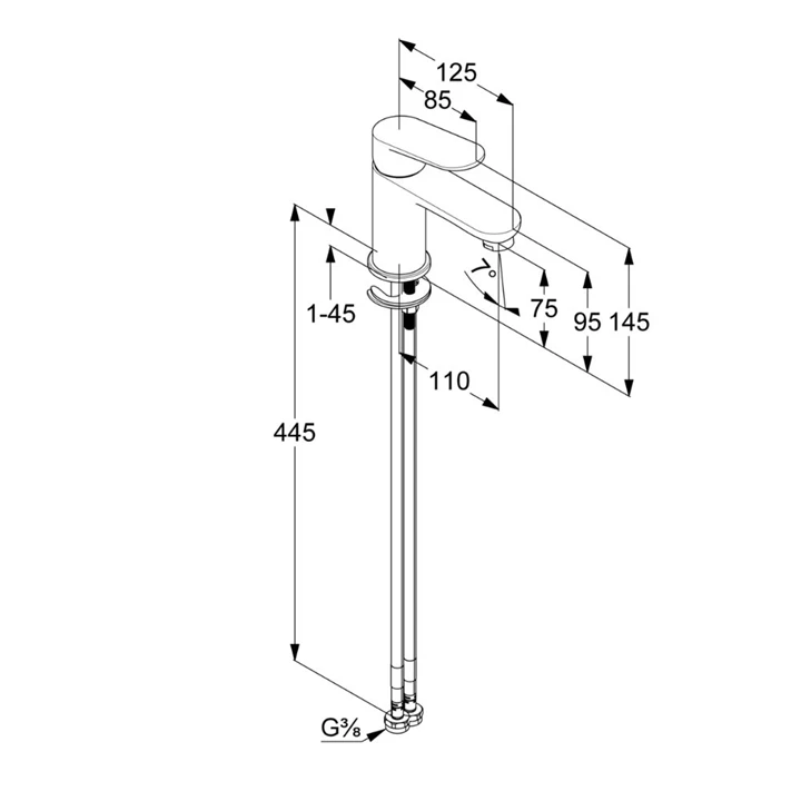 Kludi X1 mosdócsaptelep 75, leeresztő nélkül, fekete 322903975