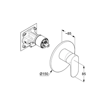 Kludi X1 rejtett zuhanycsaptelep, 1 funkciós, fekete 327553975