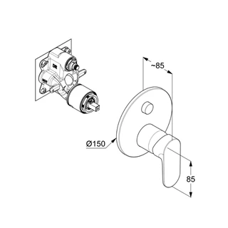 Kludi X1 rejtett zuhanycsaptelep, 2 funkciós, fekete 327593975