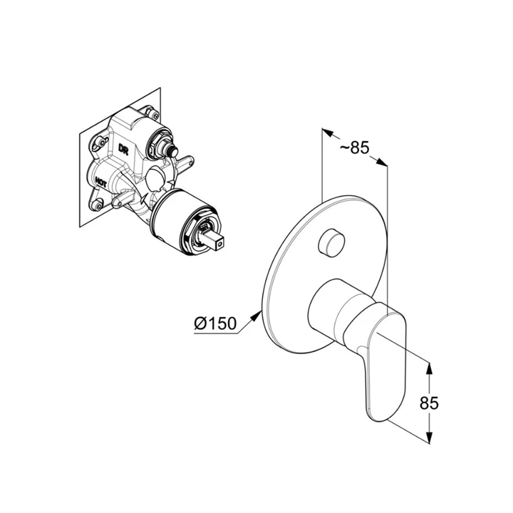Kludi X1 rejtett zuhanycsaptelep, 2 funkciós, fekete 327593975