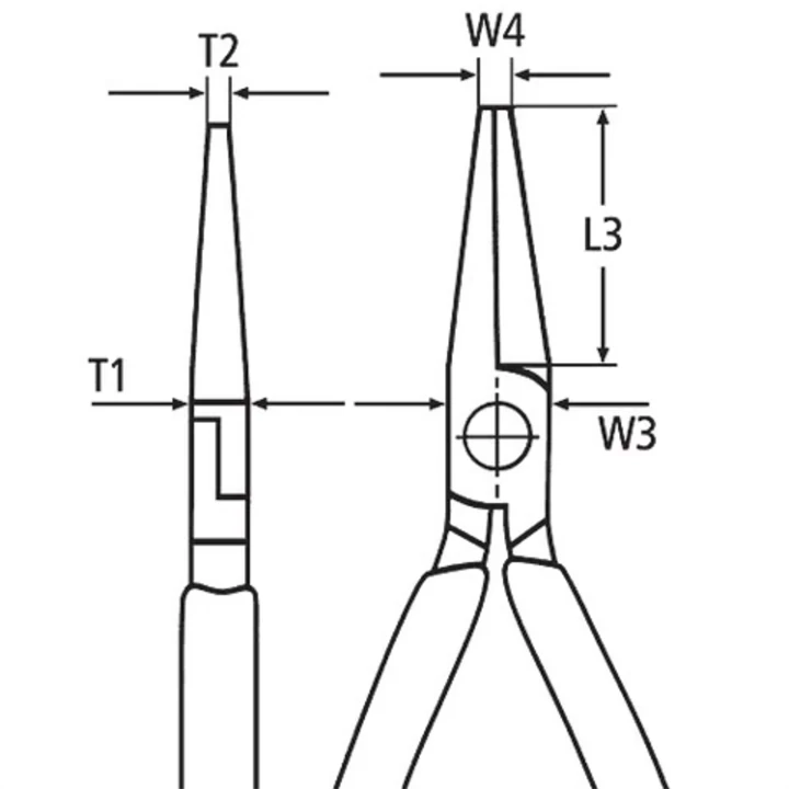 Knipex Fél-kerek csőrű fogó vágóéllel(gólyacsőr fogó) 26 16 200
