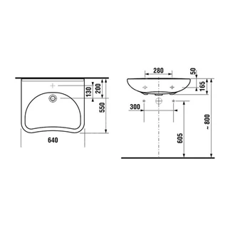Jika Mio akadálymentes mosdó, 640x550 mm, csaplyukkal, túlfolyó nélkül középen fúrt H8137140001041