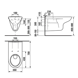 Jika Deep By fali wc csésze, speciális 70 cm-es hosszal, fehér H8206420000001 Jika Deep By fali wc csésze, speciális 70 cm-es hosszal, fehér H8206420000001