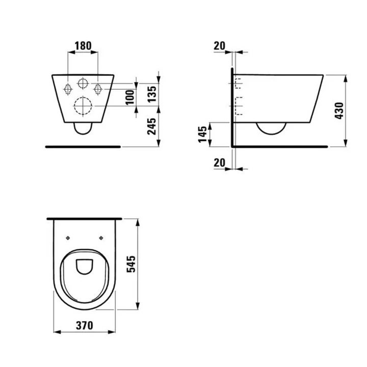 Laufen KARTELL fali WC, mélyöblítésű, perem nélküli, fehér H8203370000001 Laufen KARTELL fali WC, mélyöblítésű, perem nélküli, fehér H8203370000001