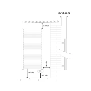 Lazzarini El Cortina Evo törölközőszárító radiátor, egyenes, fehér 480x1375 mm 388168