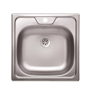 Blanco Rozsdamentes acél panel mosogató, egymedencés, natúr, középső csaplyukkal, 1 1/2" lefolyógarnitúrával N-144K