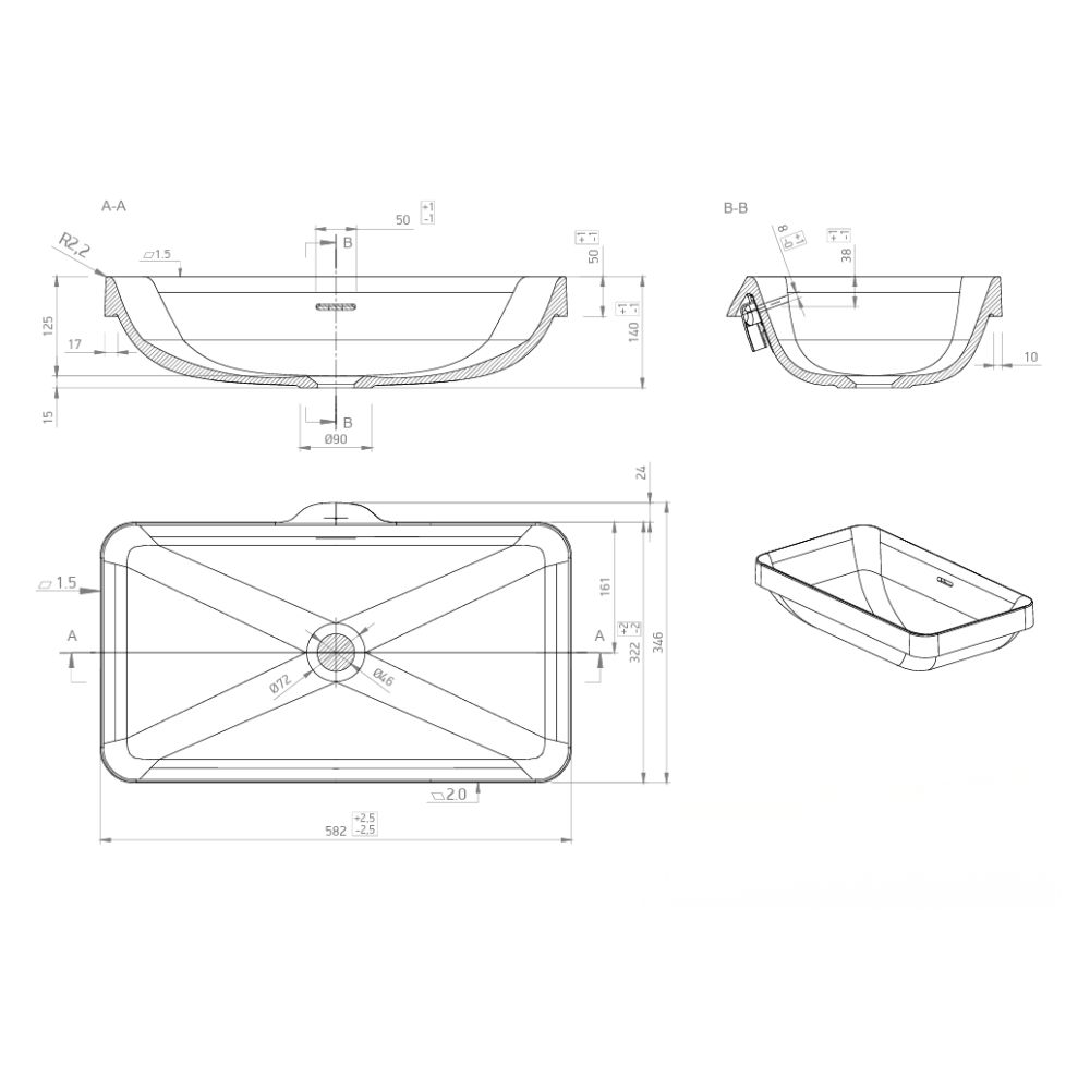 Marmy Aden 58x34 mosdó, fényes fehér 80 7649 06 10 