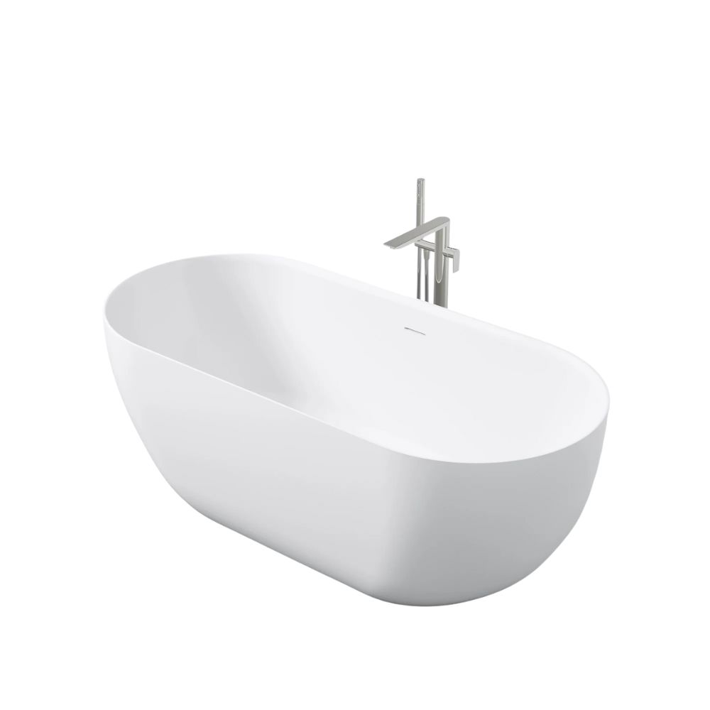 Marmy ALLURE SLIM 160x75 öntöttmárvány térbe állítható fürdőkád, matt fehér 30 2003 16 11 11