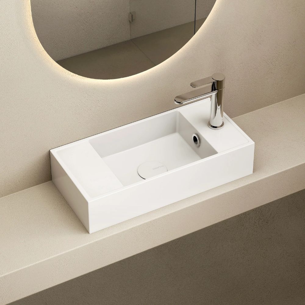 Marmy AXEL 46x22 balos kézmosó, fényes fehér 2 100 03 05 31 18