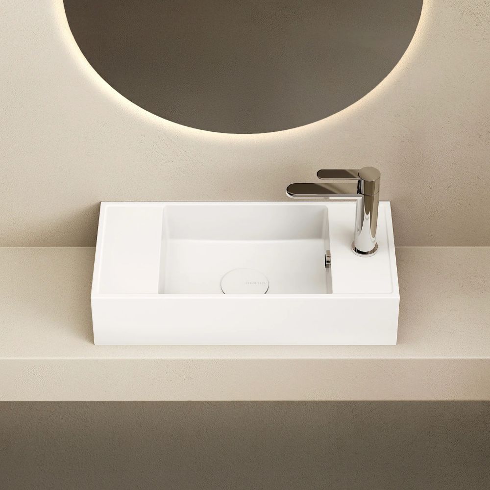 Marmy AXEL 46x22 balos kézmosó, fényes fehér 2 100 03 05 31 18