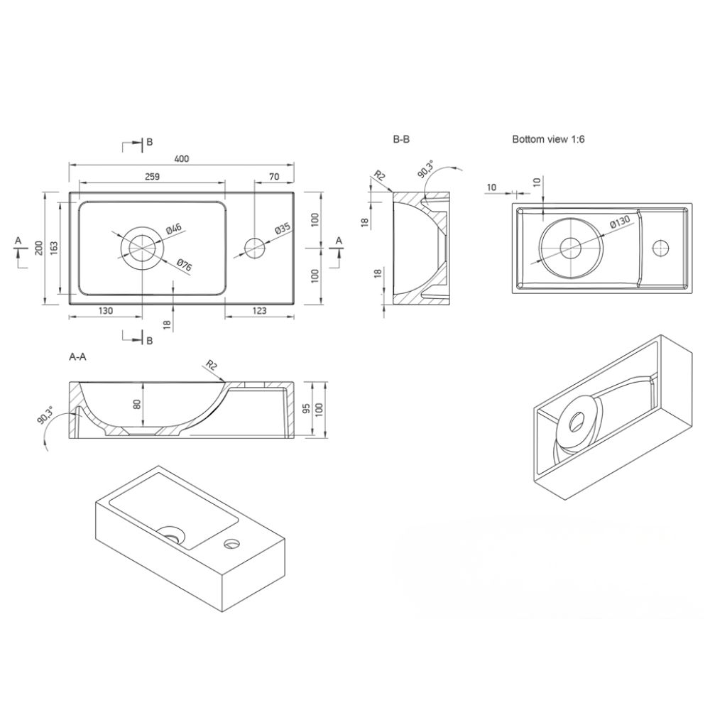 Marmy BEN 40x20 kézmosó, fényes fehér 210001040118