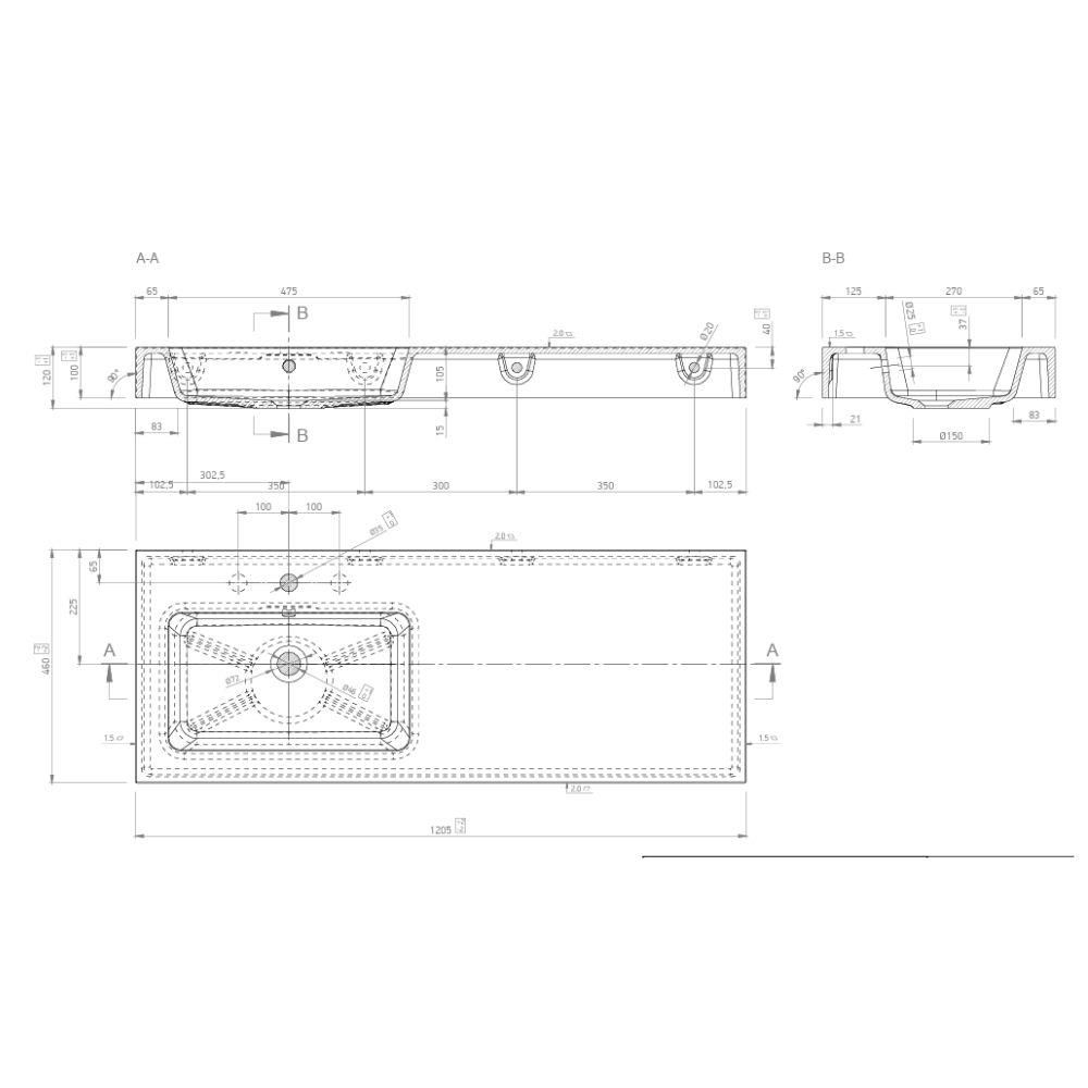 Marmy BERGAMO MAX  mosdó 120x46 balos 80 8240 12 31 10