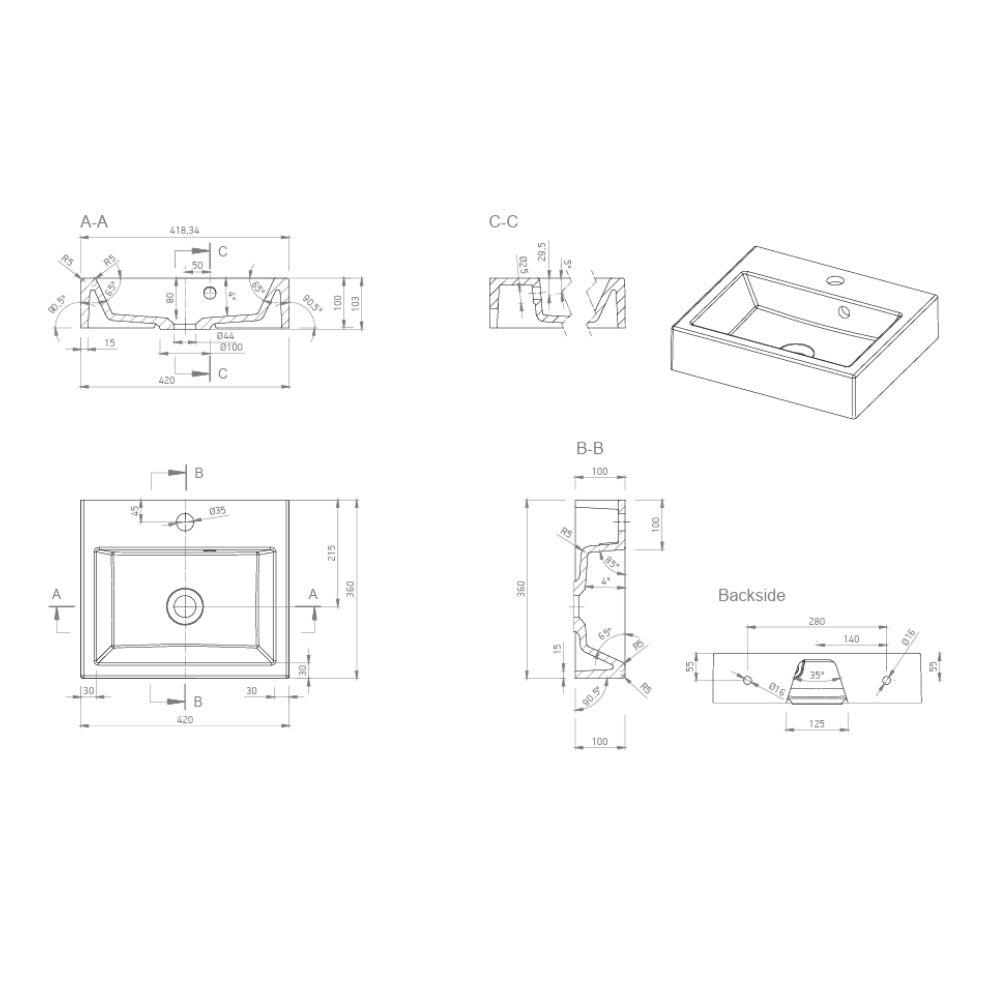Marmy BOLOGNA 42x36 kézmosó, fényes fehér 6 229 04 04 11 18