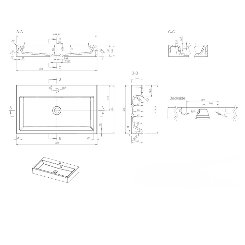 Marmy BOLOGNA 70x42 mosdó, fényes fehér 622905071118