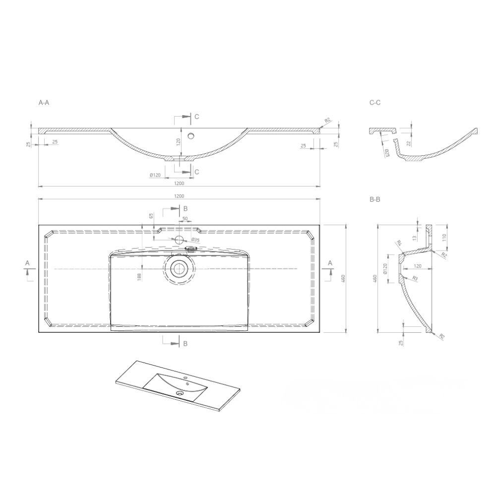 Marmy CARMEN 120x46 mosdó, fényes fehér  6 229 08 12 11 18