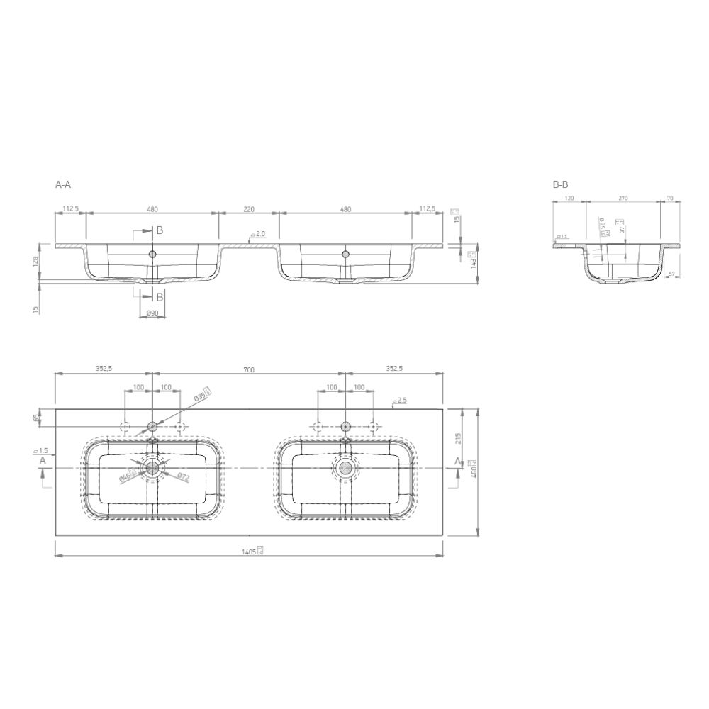 Marmy CREMONA 140x46 dupla mosdó 80 7350 14 42 10