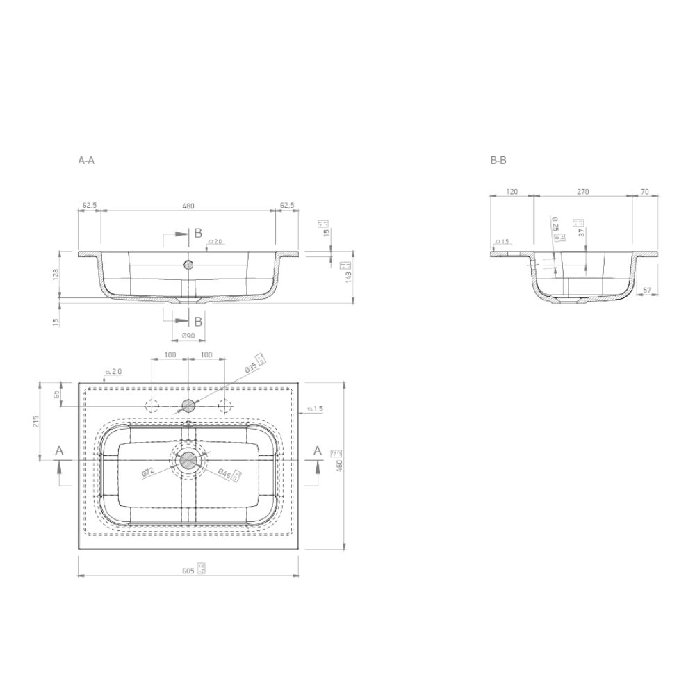 Marmy CREMONA 60x46 mosdó, fényes fehér 80 6977 06 11 10