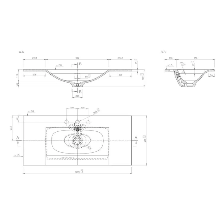 Marmy CRYSTAL 100x46 mosdó,fényes fehér 807720101110