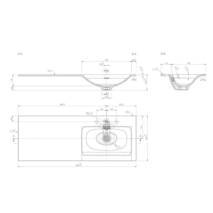 Marmy CRYSTAL 120x46  mosdó, jobbos 80 7724 12 21 10