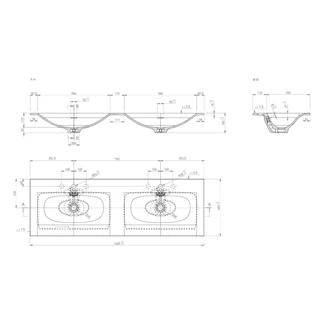 Marmy CRYSTAL 140x46 dupla mosdó 80 7727 14 42 10