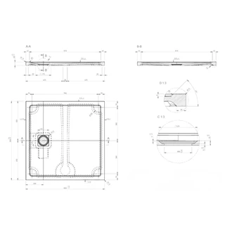 Marmy DOLOMITE PRO - 90x90 Zuhanytálca 80 8225 90 90 50