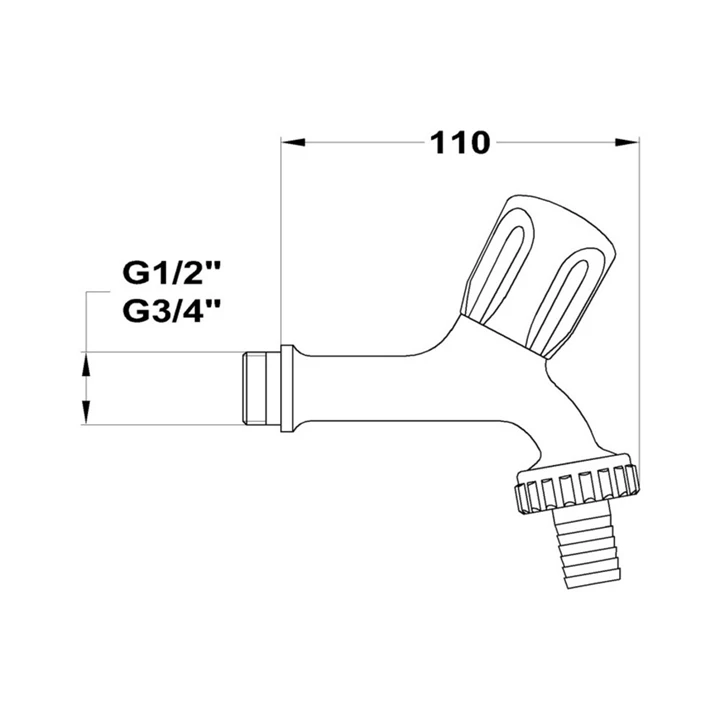 Mofém kifolyószelep, 1/2", tömlővéggel 162-0001-00