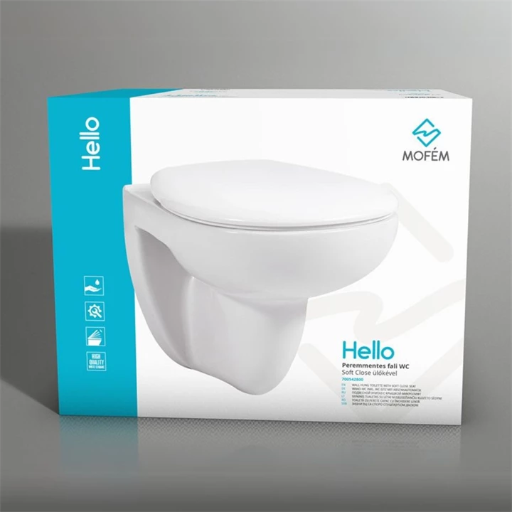 Mofém Hello perem nélküli fali WC Soft Close ülőkével 700542800 Mofém Hello perem nélküli fali WC Soft Close ülőkével 700542800
