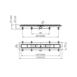 Mofém MLP-850 KF Linear zuhany lefolyó, padló 501-0004-00 Mofém MLP-850 KF Linear zuhany lefolyó, padló 501-0004-00