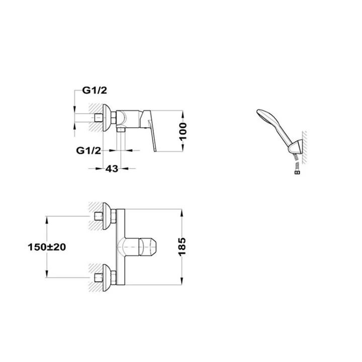 Mofém Zenit egykaros zuhanycsaptelep, zuhanyszettel 153-1901-00