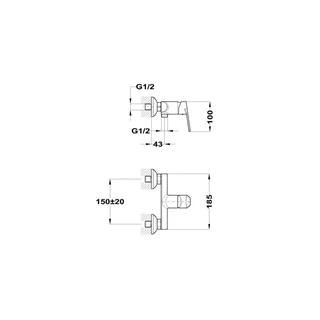 Mofém Zenit egykaros zuhanycsaptelep, zuhanyszettel 153-1901-00