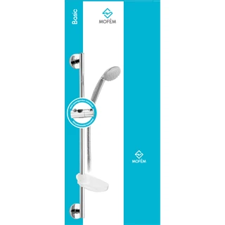Mofém Basic zuhanyszett, Basic kézizuhany + Basic zuhanyrúd (550mm), fém gégecső 275-0031-07